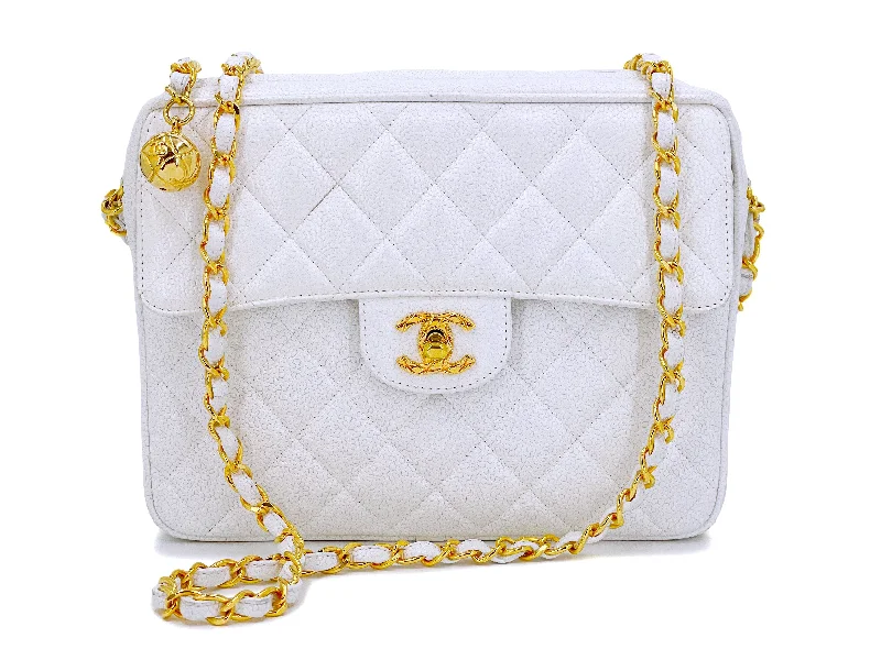 Chanel All - Match Handbag for Versatile StylingChanel 1994 Vintage White Caviar Flap Camera Case Bag 24k GHW