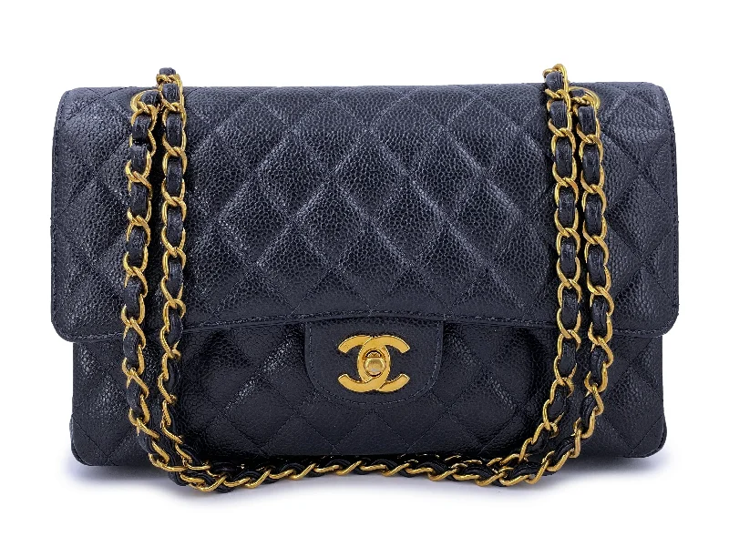 Chanel Vintage Inspired Handbag for Retro LoversChanel 1998 Vintage Dark Blue Caviar Medium Classic Double Flap Bag 24k GHW