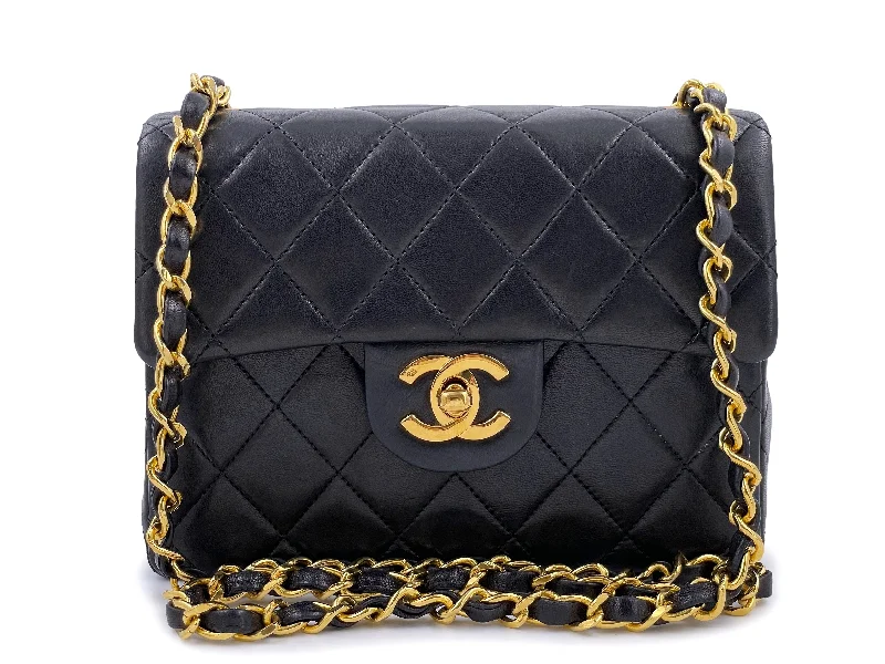 Chanel New Arrival Handbag with Gold HardwareChanel 1989 Vintage Black Square Mini Flap Bag 24k GHW Lambskin