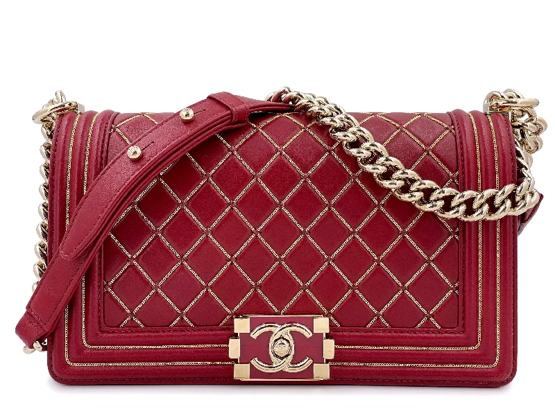 Chanel Small Crossbody Bag for TravelChanel Red Micro Chain Quilted Medium Boy Bag GHW