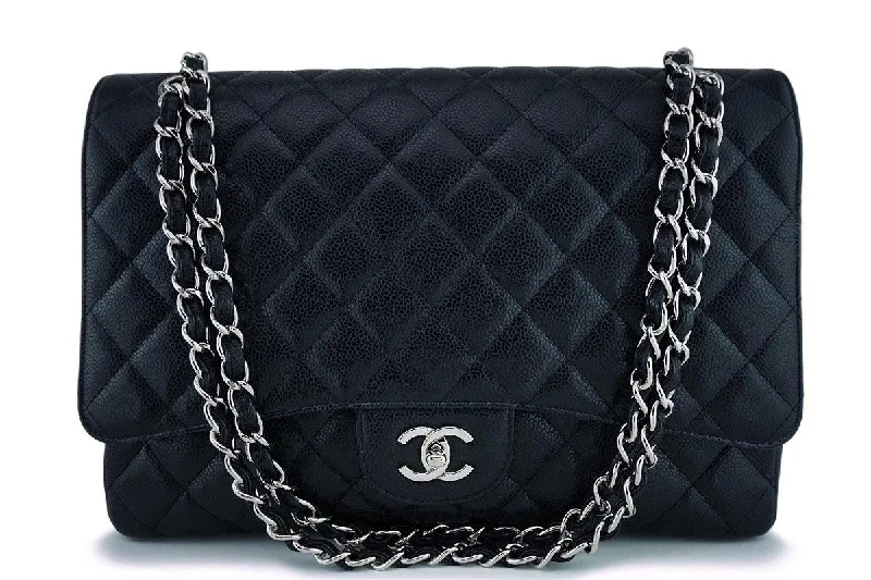 Chanel Black Handbag for Business MeetingsChanel Black Caviar Maxi "Jumbo XL" Classic Flap Bag SHW