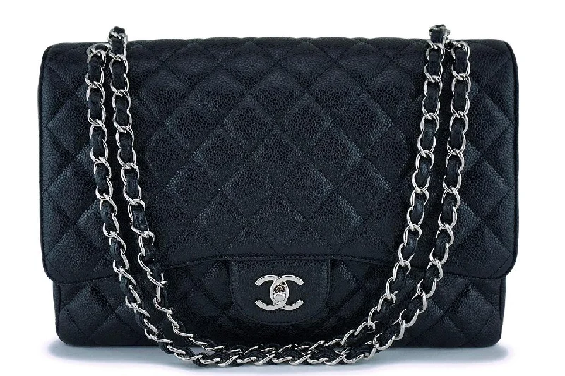 Chanel Classic Flap Bag for Evening PartyChanel Black Caviar Maxi "Jumbo XL" Classic Flap Bag SHW