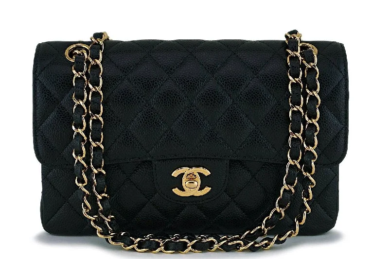 Chanel Handbag with Adjustable Strap for ComfortChanel Black Caviar Small Classic Double Flap Bag GHW