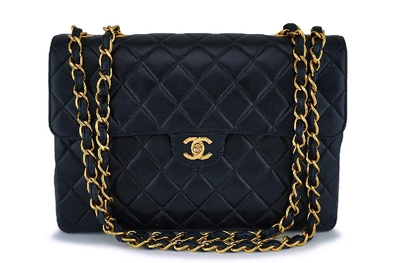 Chanel All - Match Handbag for Versatile StylingChanel Black Lambskin Jumbo Classic Flap Bag 24k GHW