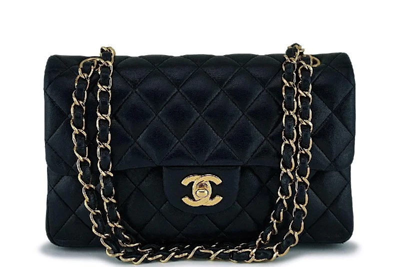 Chanel Designer Handbag with Unique DesignChanel Black Lambskin Small Classic Double Flap Bag GHW