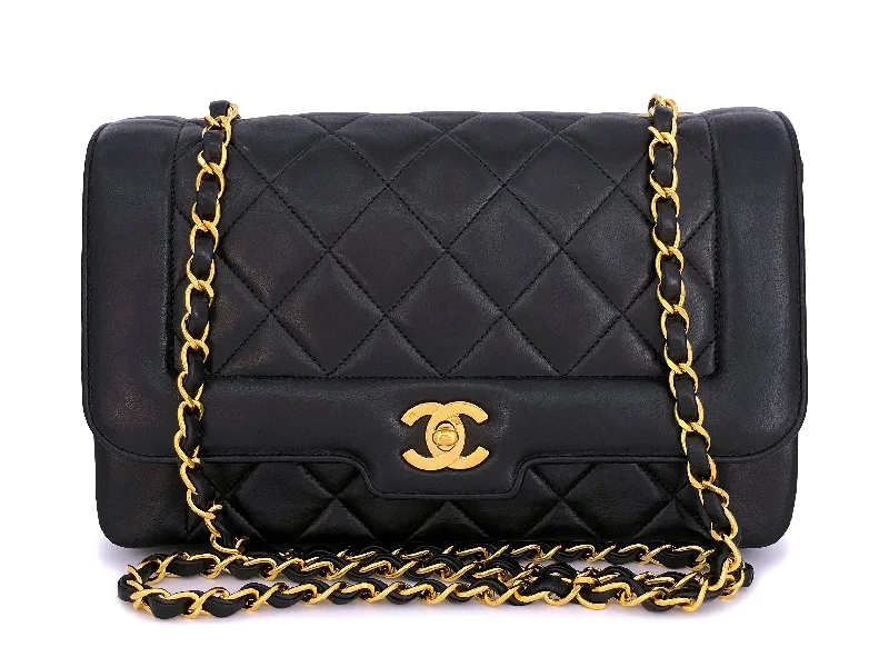 Chanel Lightweight Handbag for Daily ErrandsChanel Vintage Black Geometric Medium Diana Flap Bag 24k GHW Lambskin