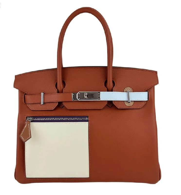 Hermes Birkin 30 Colormatic Brique / Nata / Blue Brume Swift PHW #U SKCB-148121