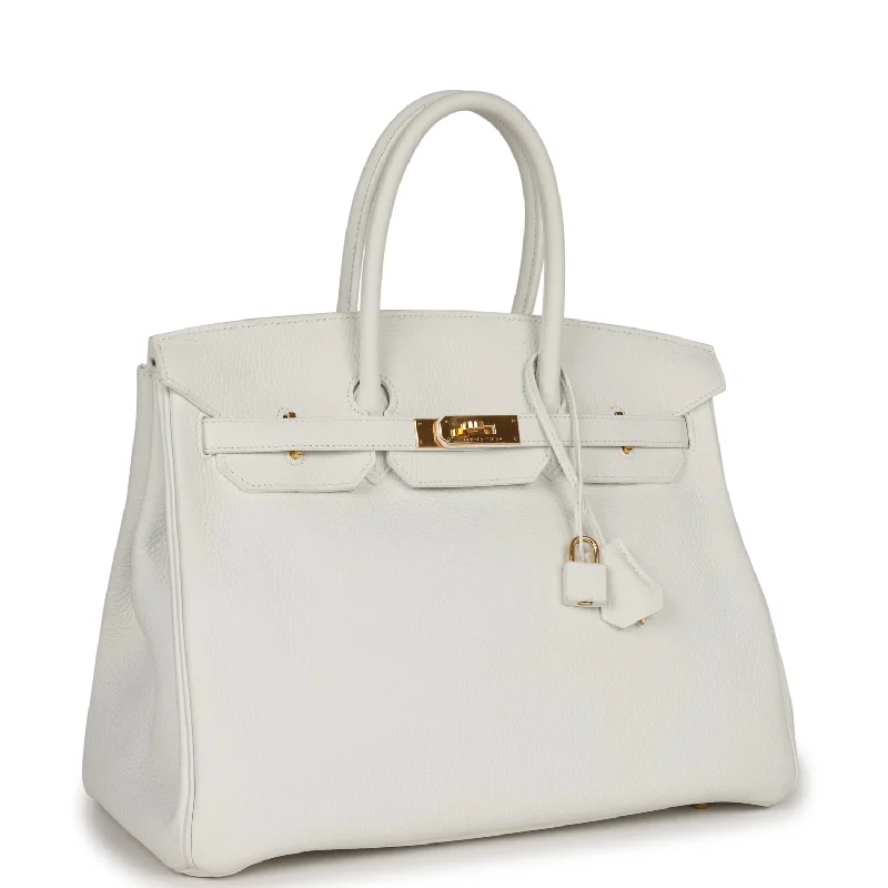 Hermes Birkin 35 White Clemence Gold Hardware