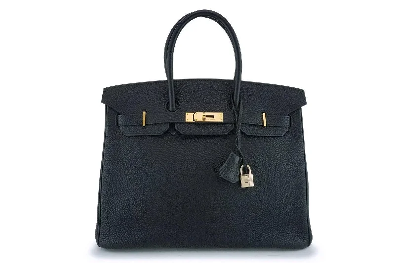 Hermes Black Togo Calfskin 35cm Birkin Tote Bag GHW