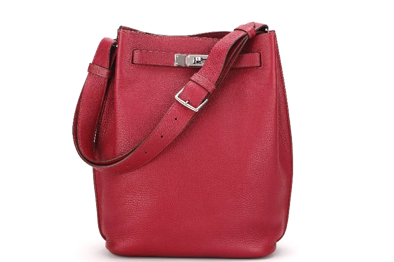 HERMES SO KELLY 26 (STAMP O (2011)) RUBIS COLOR CLEMENCE LEATHER SILVER HARDWARE, WITH DUST COVER