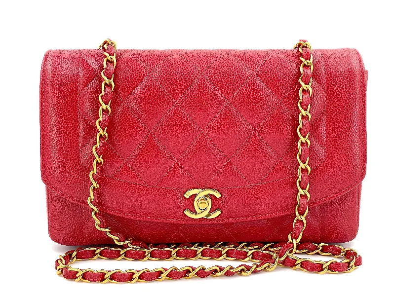 Chanel Limited Edition Handbag for CollectorsPristine Chanel 1994 Vintage Red Caviar Medium Diana Flap Bag 24k GHW