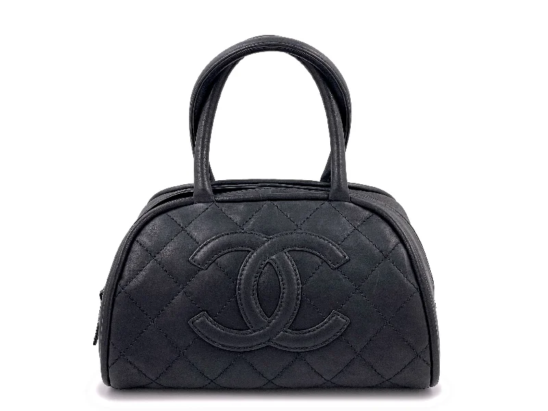 Chanel Quilted Leather Shoulder Bag for FashionistasRare Chanel Vintage Curved Black Timeless Bowler Bag