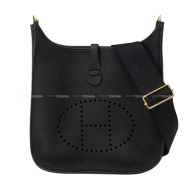 HERMES Shoulder bag Evelyne 29 PM Noir (Black) Taurillon Clemence Gold HW Stamp W[BRAND NEW][Authentic]