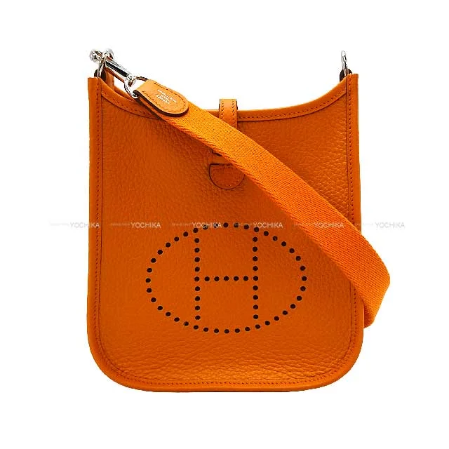 HERMES Shoulder bag Evelyne 16 TPM Orange Taurillon Clemence Silver HW Stamp B[ALMOST NEW][Authentic]