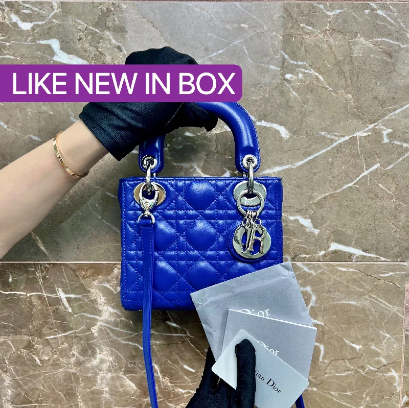 Christian Dior bags with a detachable coin purse inside[CLEARANCE] Lady Mini Lambskin Blue