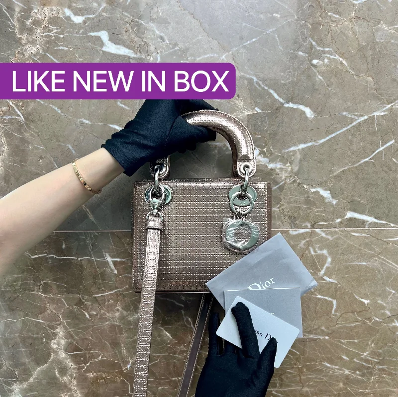 Christian Dior crossbody bags with a front - flap pocket for easy access[CLEARANCE] LNIB Lady Mini Lambskin Metallic