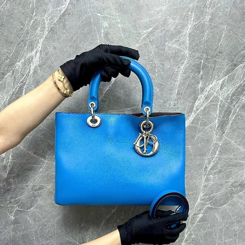 Christian Dior bags with a zip - top closure and multiple compartmentsDiorissimo Medium Smooth Calfskin Blue SHW