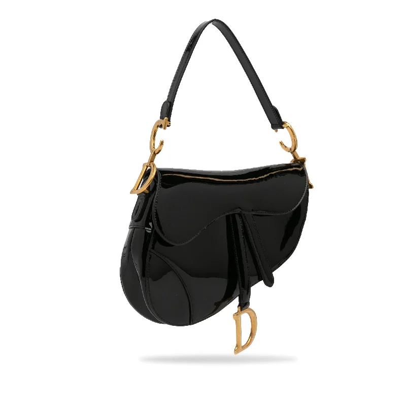 Christian Dior handbags with a removable shoulder strap for versatilityDior Medium Patent Saddle Bag (Xmkf8J)