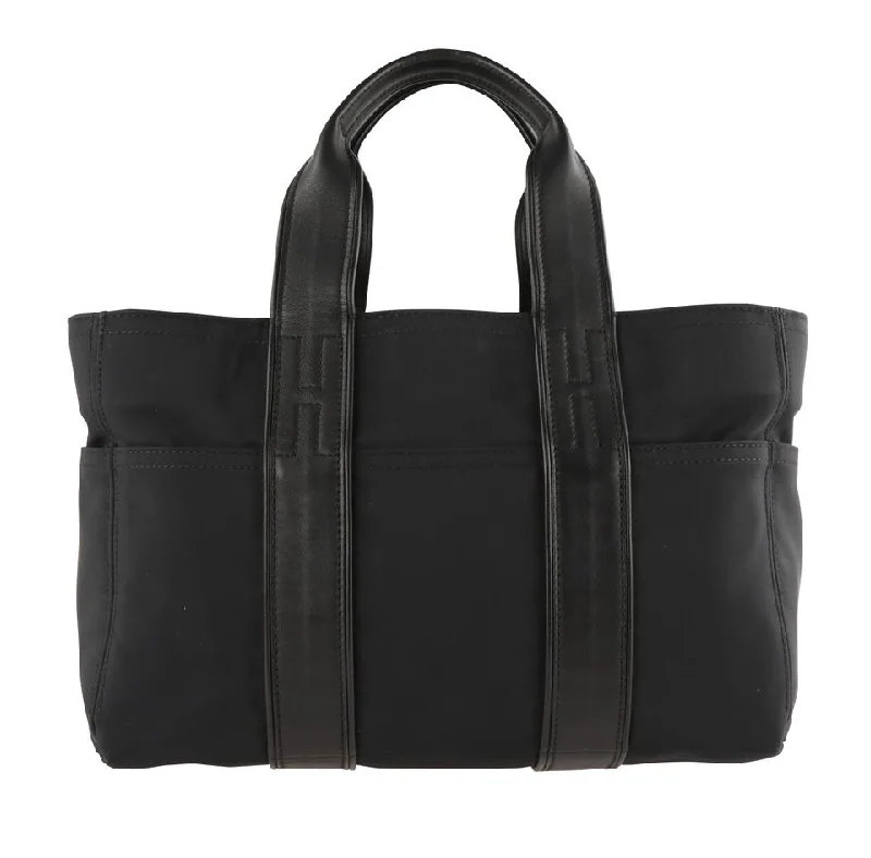 Hermès Acapulco And Leather Pm Noir Black Nylon Tote