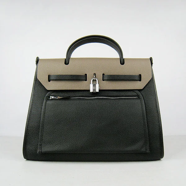 Hermes Herbag 60667 2way Cow Leather Grey