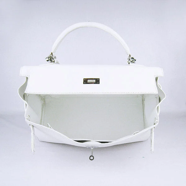 Hermes Kelly 35cm Togo Leather Handbag White/Silver