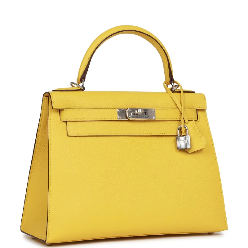 Hermes Kelly Sellier 28 Jaune de Naples Epsom Palladium Hardware