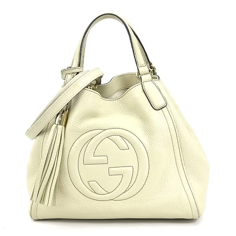 Ladies Gucci shoulder bags with a single - handle designGUCCI Handbag Crossbody Shoulder Bag Soho Leather Off-White Light Gold Ladies 336751